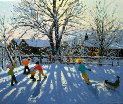 Spaß im Schnee, Tideswell, Derbyshire von Andrew Macara